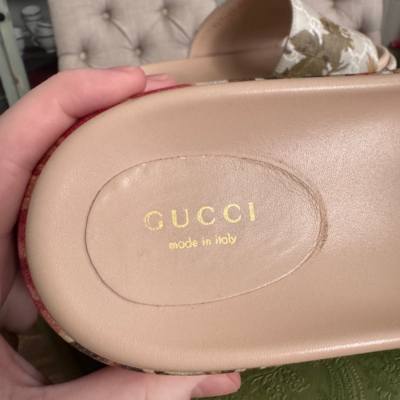 Gucci Flora Multicolor Angelina GG Logo Platform Slide Sandal 41 US W 10.5 - Picture 4 of 9